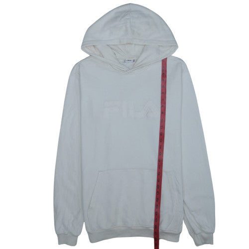 FILA Men White Pullover Hoodie Fleece Regular Fit M Sportswear
