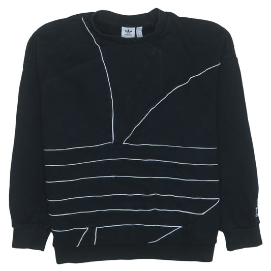 Adidas Women Black Crew Neck Graphic Pullover Sweatshirt Size 12