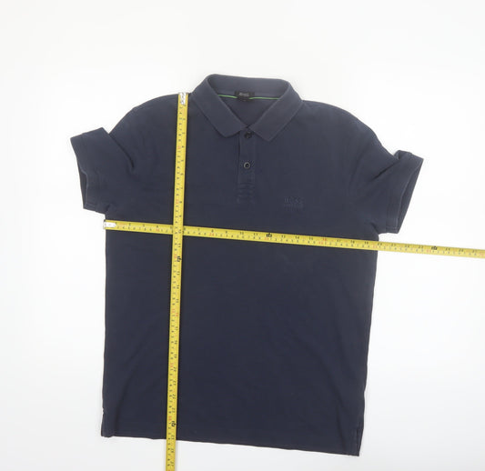 Hugo Boss Men's Blue Regular Fit Pima Cotton Polo Shirt M
