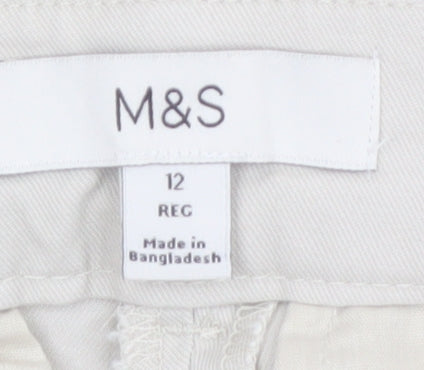 Marks and Spencer Womens Beige Chino Trousers Size 12 Regular