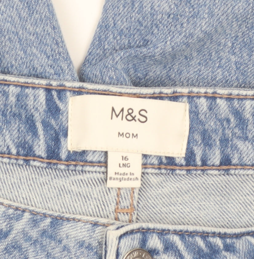 Marks and Spencer Women’s Blue Mom Jeans Size 16 Tall Denim