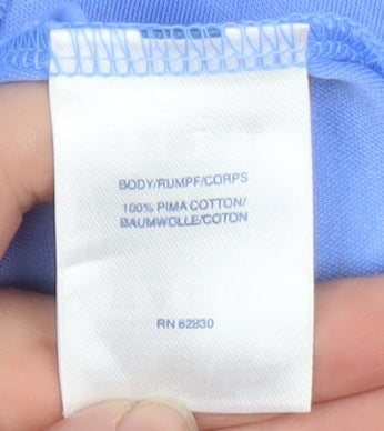 Lands' End Women's Blue Cotton Long Sleeve Petite Polo Shirt M