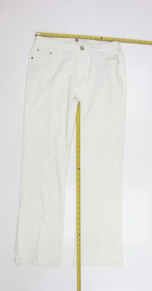 Sunbird Women’s White Straight Leg Cotton Jeans Size 34
