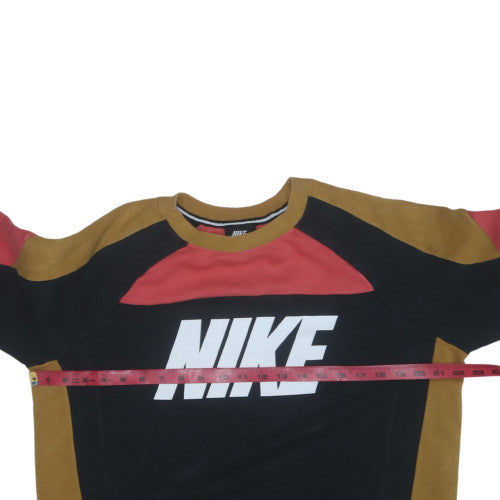 Nike Women's Black Colourblock Crew Neck Pullover Sweatshirt M