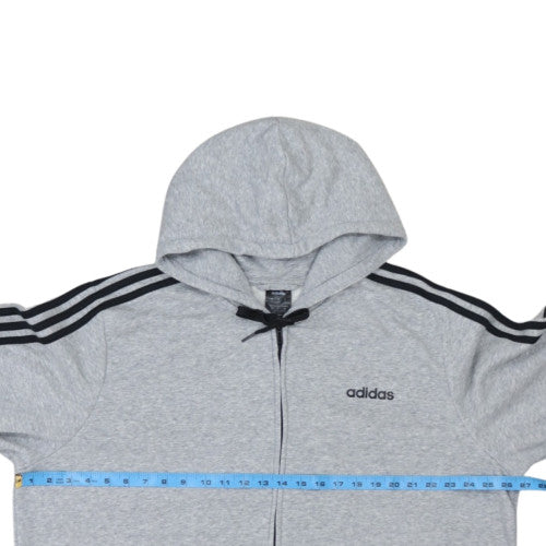 Adidas Men's Grey Full Zip Hoodie 2XL - Athletic Classic Style