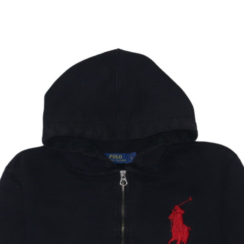 Polo Ralph Lauren Men's Black Full Zip Hoodie Large Red Logo