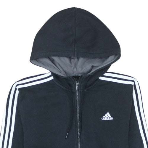 Adidas Mens Black Grey Full Zip Hoodie Size M Fleece Casual Hooded Sweatshirt