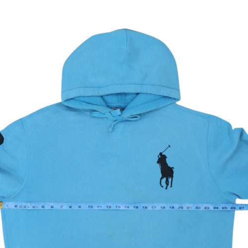 Ralph Lauren Men's Blue Pullover Hoodie XL Fleece Logo Sweatshirt