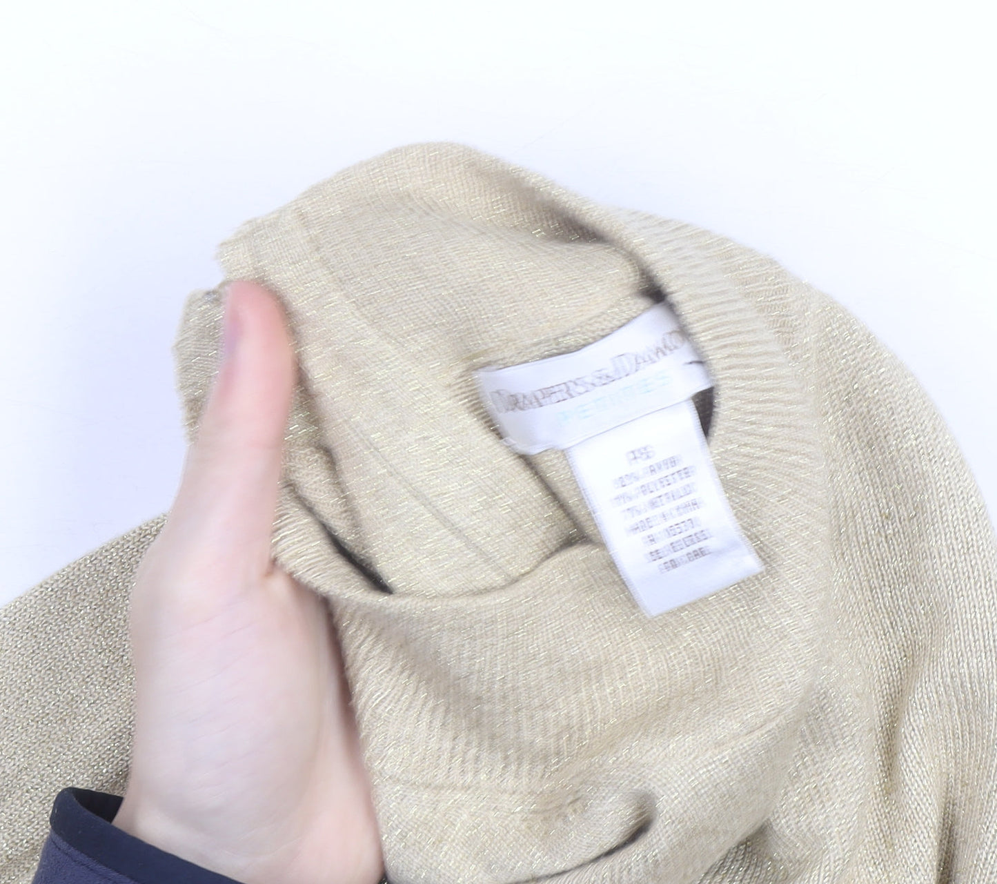 Drapers & Damons Women Beige Mock Neck Long Sleeve Pullover Jumper Size L