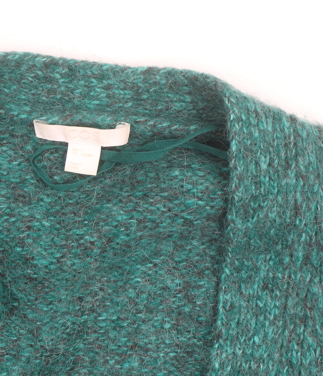 COS Womens Green Alpaca Wool Blend Chunky Knit V-Neck Cardigan Size S