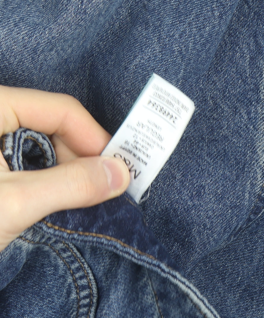 Marks and Spencer Women's Blue Wide-Leg High-Rise Jeans Size 12