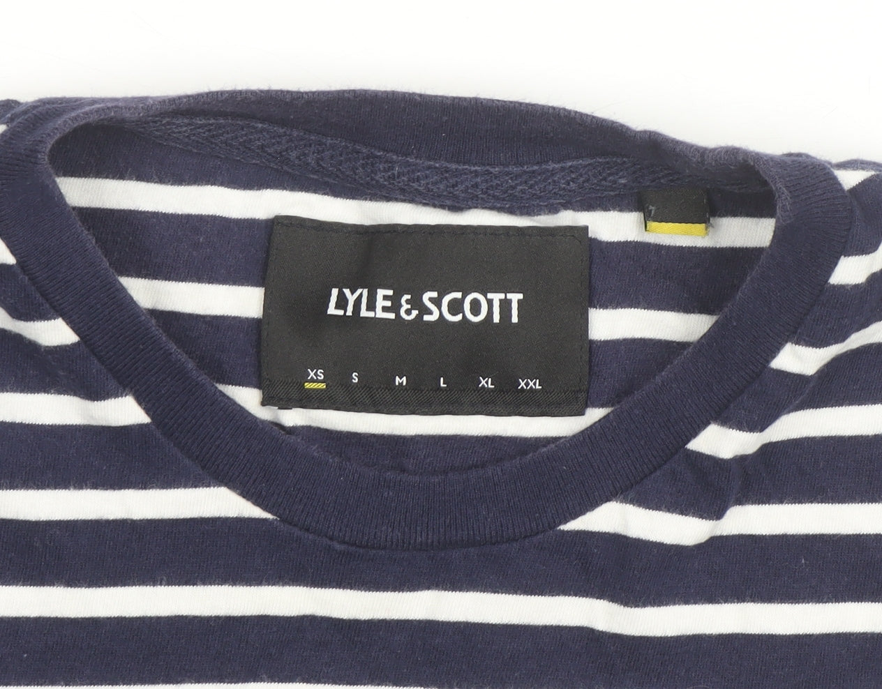 Lyle & Scott Men's Navy White Striped Cotton Crew Neck T-Shirt Size L