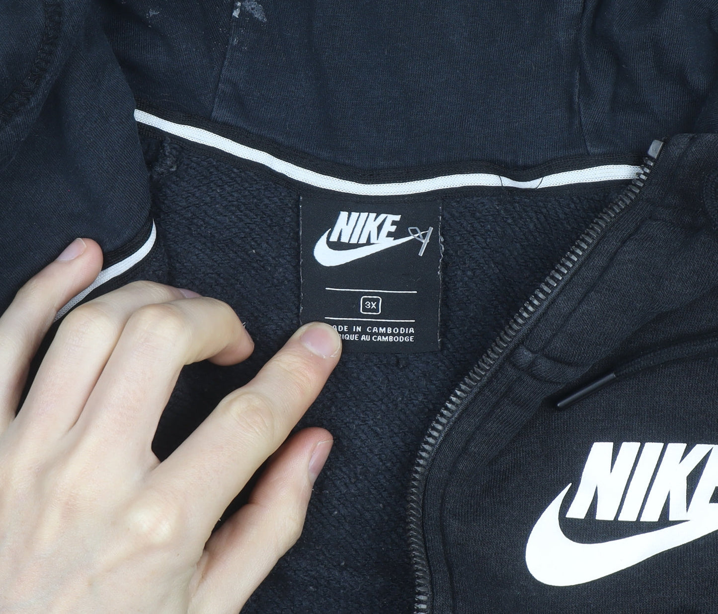 Nike Men's Black 3XL Full Zip Hooded Fleece Sweatshirt