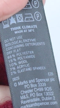 Marks and Spencer Women's Red Wool Blend Crew Neck Pullover Jumper Size S