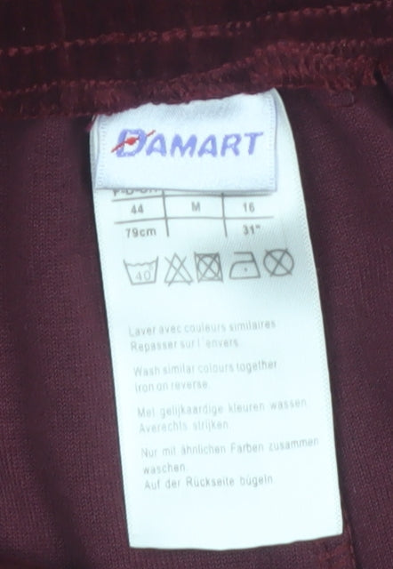 Damart Women's Red Velvet A-Line Midi Skirt Size 16