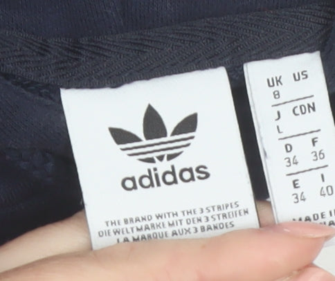 Additional view of Adidas Women Navy Blue Cropped Pullover Hoodie UK 8 Logo Sportswear