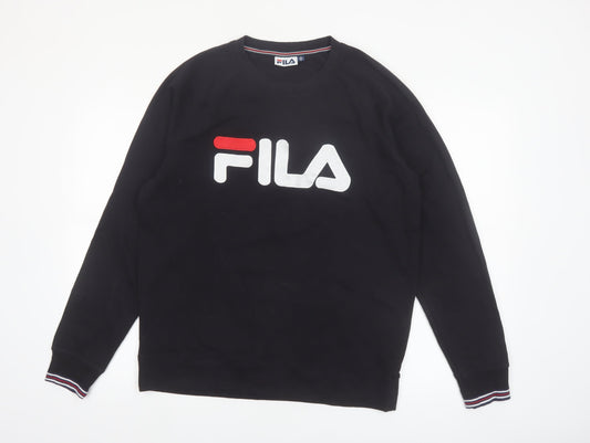 FILA Men's Black Crew Neck Logo Pullover Sweatshirt Size M