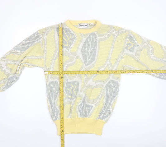 Private Club Womens Yellow Geometric Acrylic Pullover Jumper M