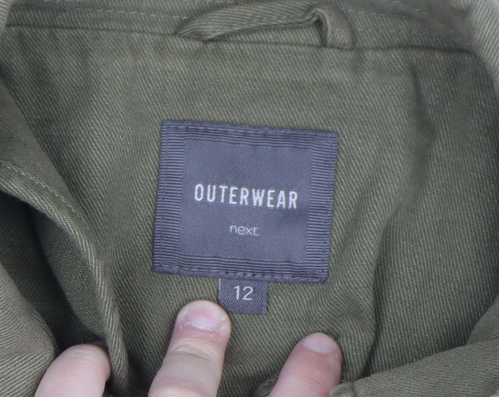 Next Women's Green Cotton Military Jacket Size 12 Casual Twill