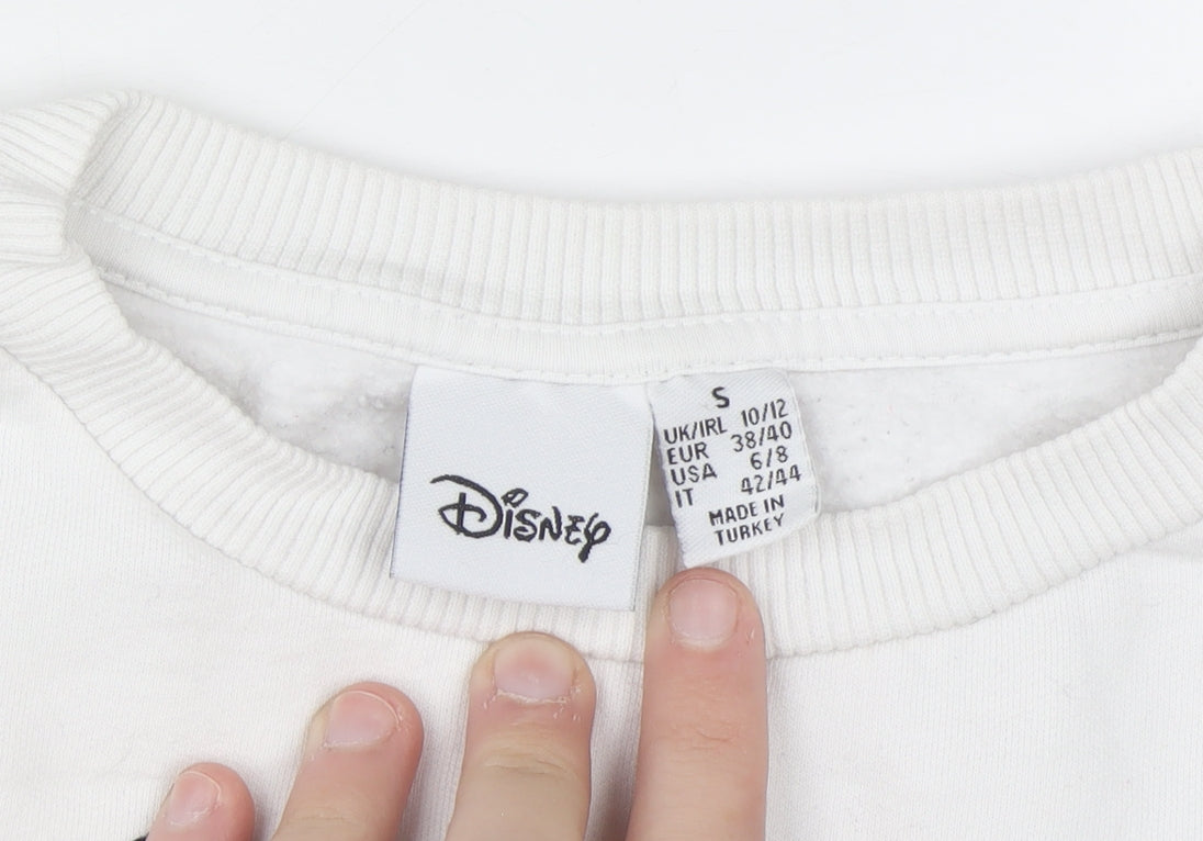 Disney Women White Mickey Mouse Print Pullover Sweatshirt Size 10/12