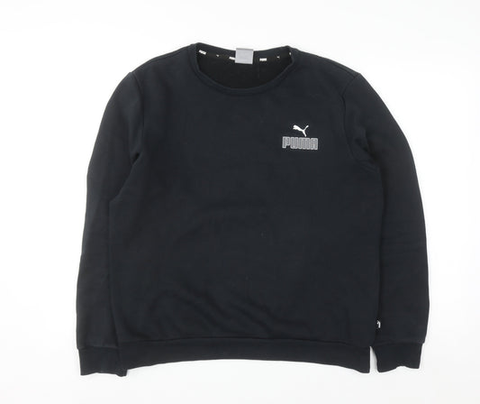 Puma Men Black M Crew Neck Pullover Sweatshirt Regular Fit
