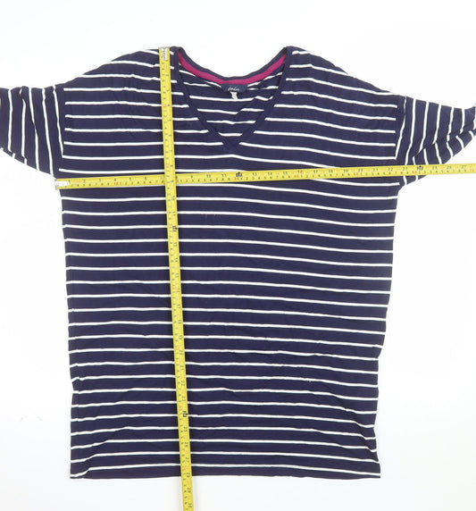 Joules Women’s Blue Striped V-Neck T-Shirt Size 10