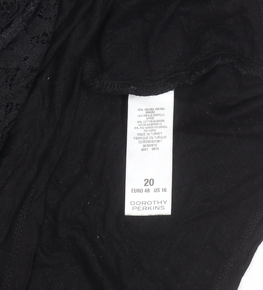 Dorothy Perkins Women's Black Lace 3/4 Sleeve Blouse Size 20
