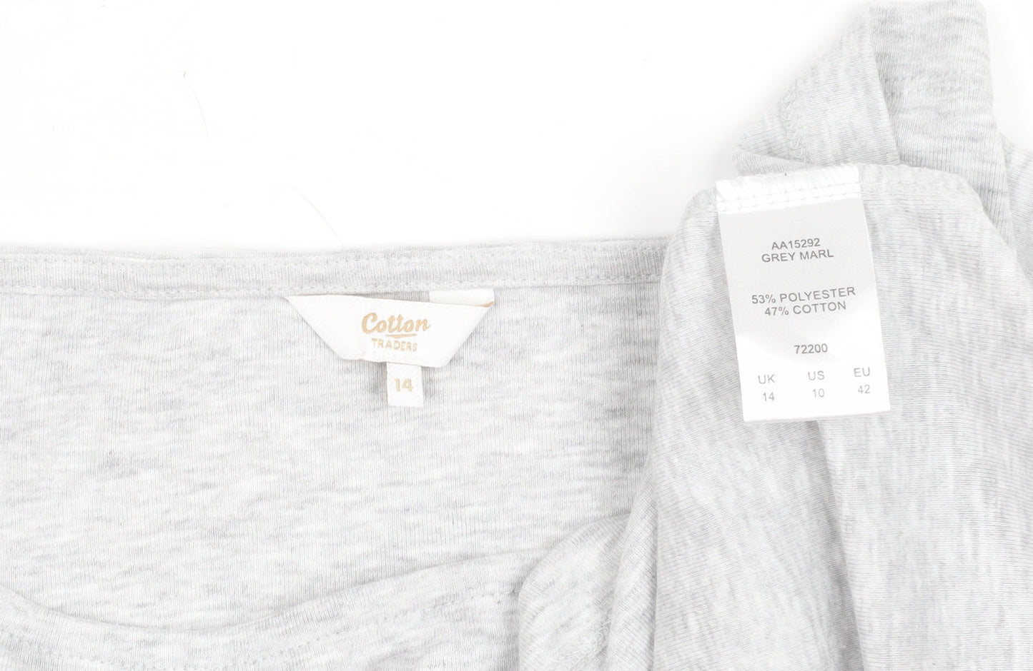 Cotton Traders Women's Grey Long Sleeve Boat Neck Top Size 14