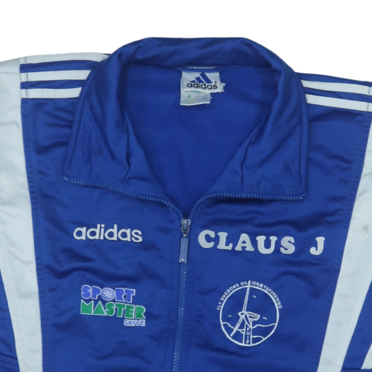Adidas Men Blue Full Zip Retro Track Sweatshirt L Sports Logo