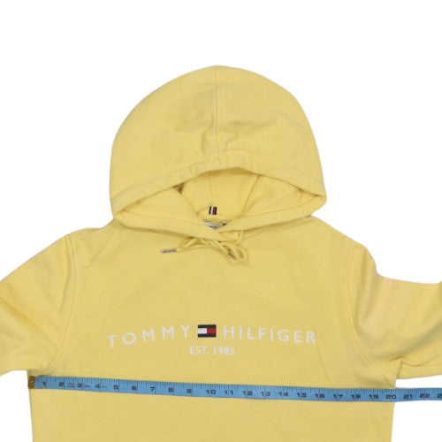 Tommy Hilfiger Womens Yellow Pullover Hoodie M Cotton Logo Casual