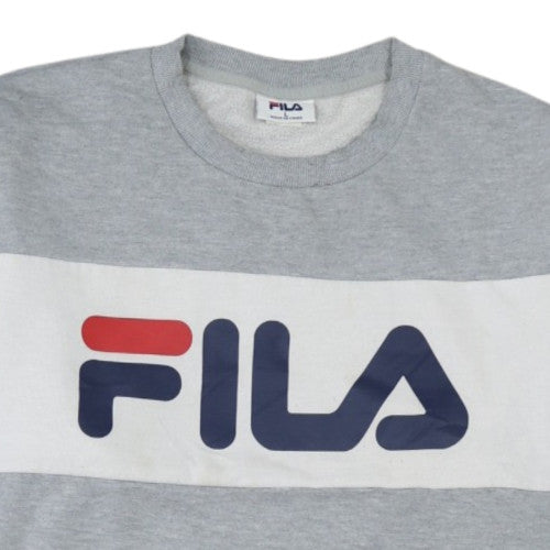 FILA Mens Grey Crew Neck Pullover Sweatshirt L Regular Fit