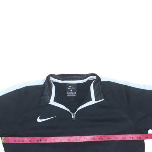 Nike Boys Black Dri-Fit 1/4 Zip Short Sleeve Sports Top Size 12-13 Years