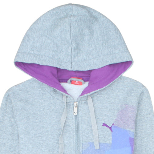 Puma Women's Grey Full Zip Hoodie XS UK 8 Cotton Blend