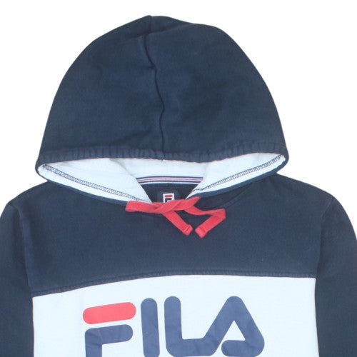 FILA Men's Blue Pullover Hoodie M Logo Graphic Fleece Sweatshirt