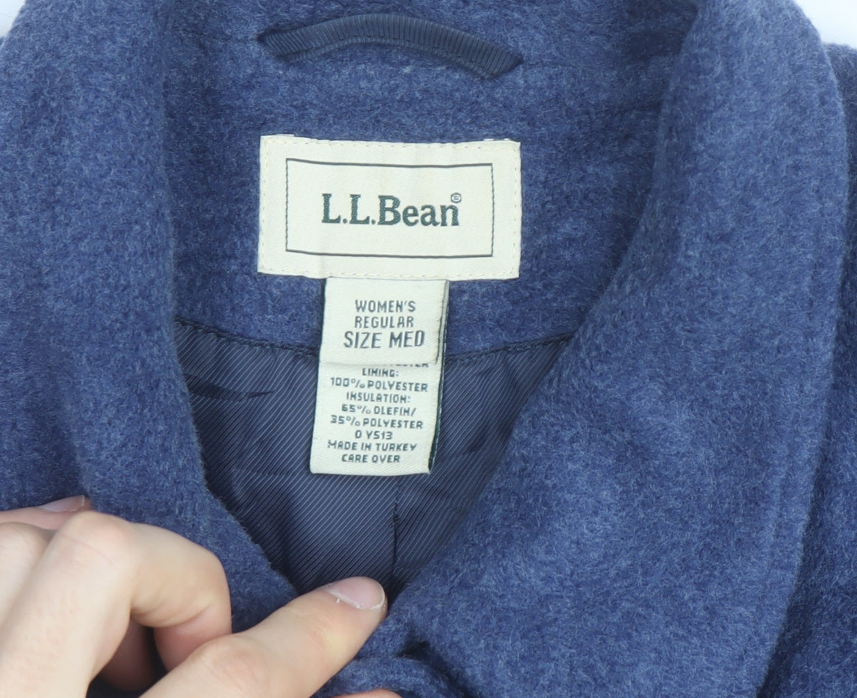 L.L. Bean Women's Blue Wool Blend Mid-Length Button Jacket Size M