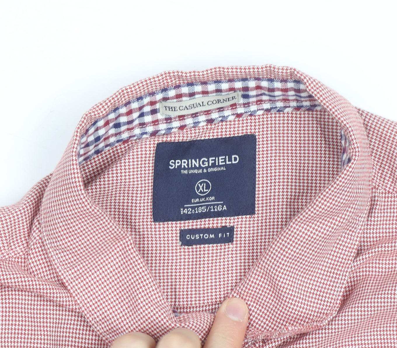 Springfield Men's Red Check Button-Down Shirt XL Custom Fit