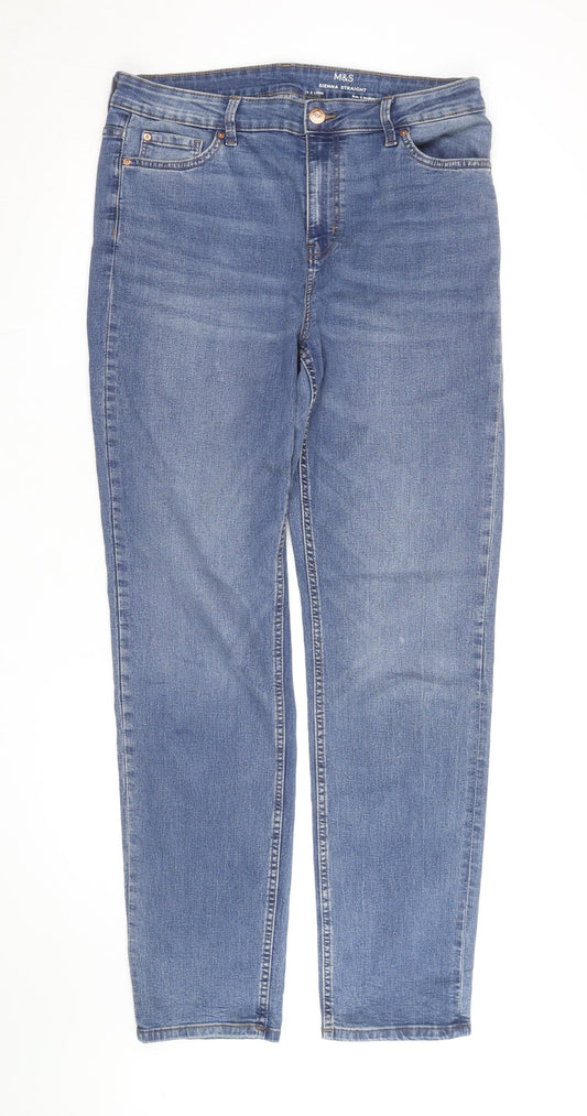 Marks & Spencer Women's Blue Sienna Straight Leg Jeans Size 16 Long Denim