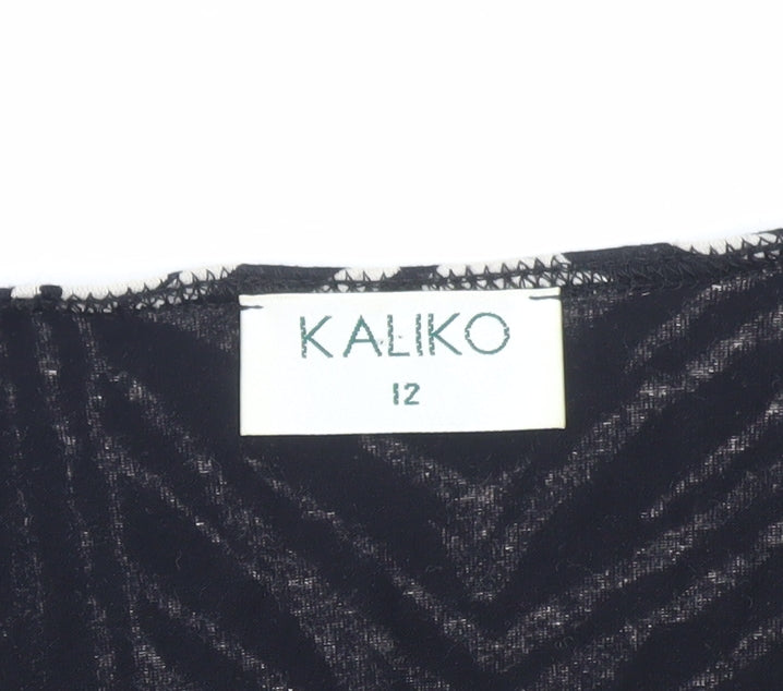 Kaliko Women's Black Animal Print Wrap Midi Dress Size 12