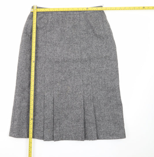 Marks and Spencer Women’s Grey Wool Pleated Midi Skirt Size 16