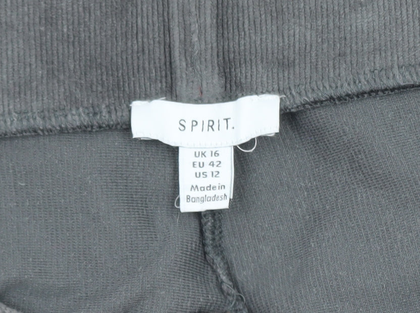 Spirit Women Grey Velour Stretch Leggings Size 16