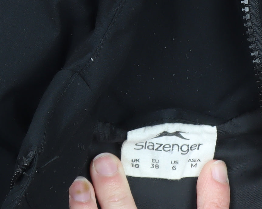 Slazenger Womens Black Size 10 Puffer Jacket Hooded Winter Coat