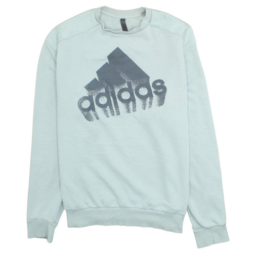 adidas Men Blue Pullover Sweatshirt L Crew Neck Long Sleeve