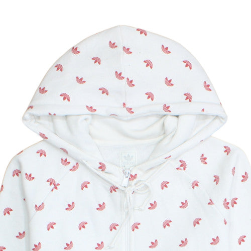 Additional view of Adidas Women White Pink Full Zip Hoodie, size 12, Floral Print