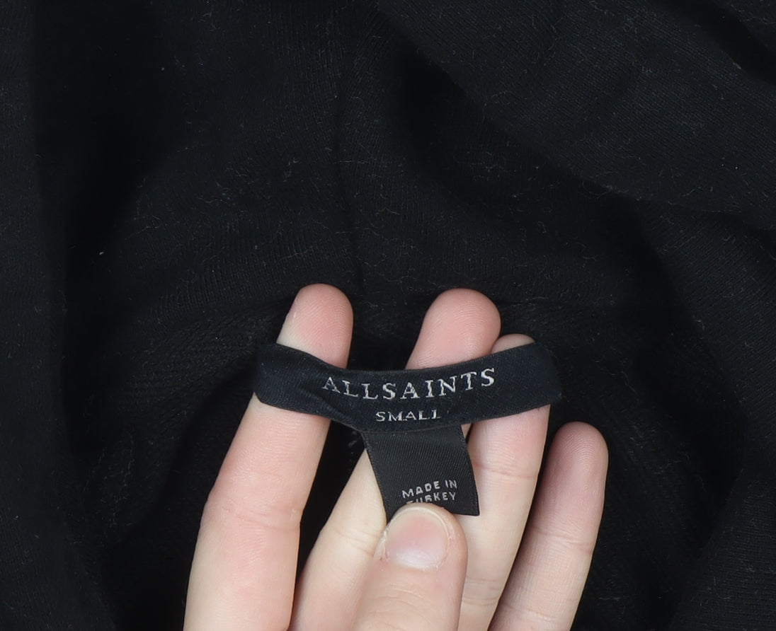 AllSaints Women's Black Small Organic Cotton Full Zip Hoodie