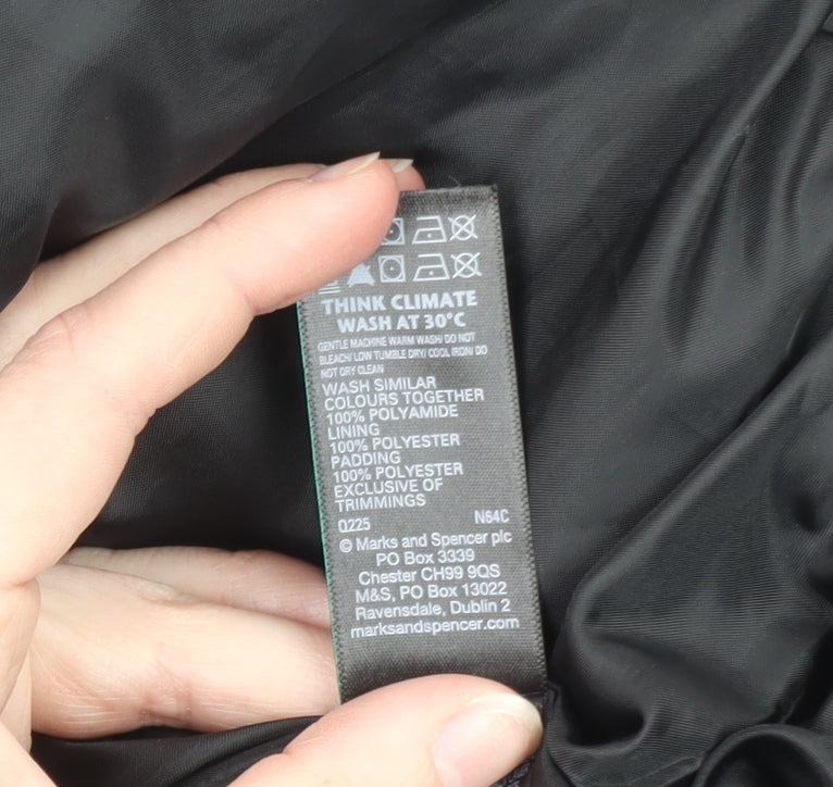 Marks and Spencer Women Black Size 14 Hooded Puffer Jacket