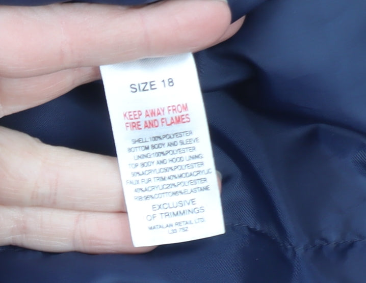 Papaya Women's Blue Faux Fur Hooded Parka Coat Size 18