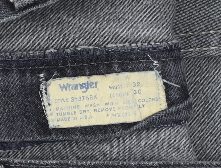 Wrangler Men's Grey Stone Wash Straight Leg Denim Jeans 32W 30L