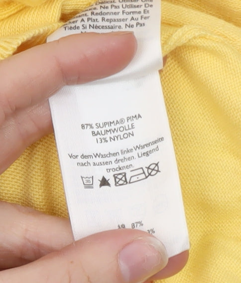 Eddie Bauer Men's Yellow 1/2 Zip High Neck Cotton Jumper Size L