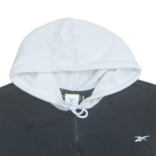 Reebok Men's Black Full Zip Hoodie L Graphic Print Hooded Sweatshirt