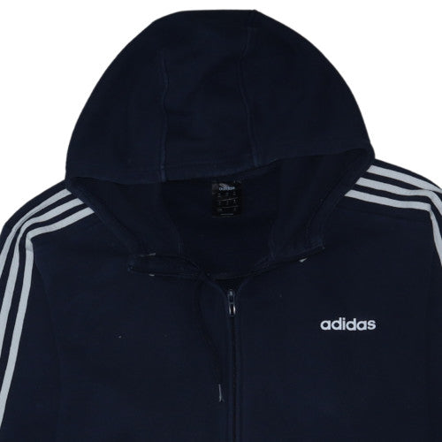 Adidas Men's Blue 2XL Full Zip Hoodie with Logo and Pockets
